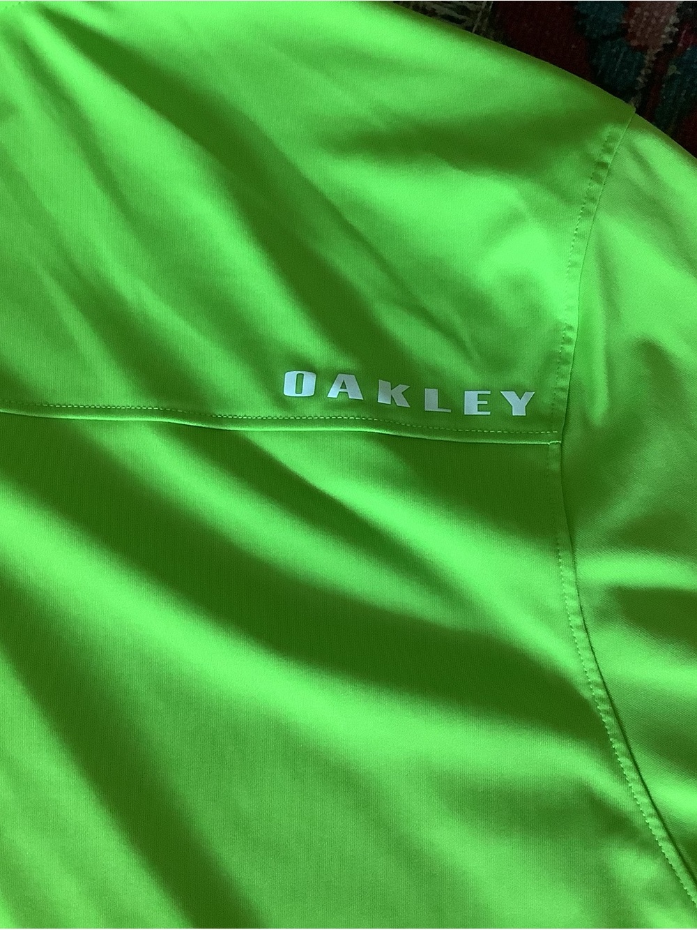 Oakley Golf Polo Shirt Green/White Stripe Performance - Men's XL - Picture 6 of 6